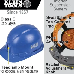 Best Non-Vented Cap Style Hard Hat - Blue Protective Head Gear