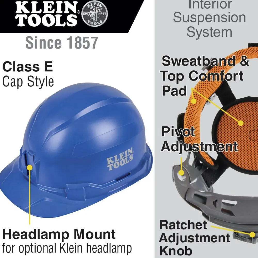 Best Non-Vented Cap Style Hard Hat - Blue Protective Head Gear