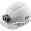 Hot Non-Vented Cap Style Hard Hat with Rechargeable Headlamp - White Protective Head Gear