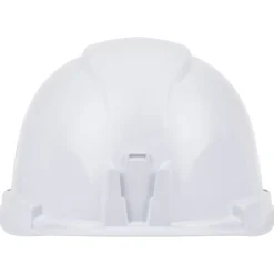 Hot Non-Vented Cap Style Hard Hat with Rechargeable Headlamp - White Protective Head Gear