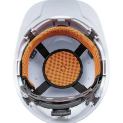 Hot Non-Vented Cap Style Hard Hat with Rechargeable Headlamp - White Protective Head Gear