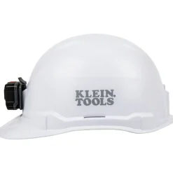 Hot Non-Vented Cap Style Hard Hat with Rechargeable Headlamp - White Protective Head Gear