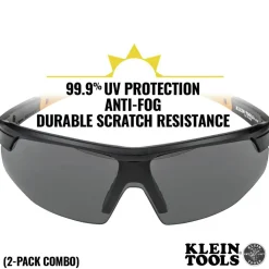 Sale 2-Piece Standard Semi Frame Safety Glasses Combo Pack - Clear/Gray Lens Eye Protection