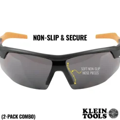 Sale 2-Piece Standard Semi Frame Safety Glasses Combo Pack - Clear/Gray Lens Eye Protection