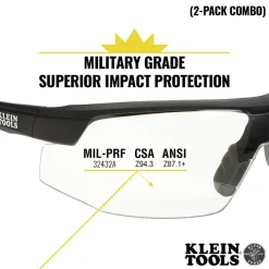 Sale 2-Piece Standard Semi Frame Safety Glasses Combo Pack - Clear/Gray Lens Eye Protection