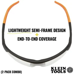 Sale 2-Piece Standard Semi Frame Safety Glasses Combo Pack - Clear/Gray Lens Eye Protection