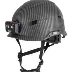 Online Premium KARBN Pattern Non-Vented Class E Safety Helmet with Headlamp Protective Head Gear