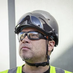 Online Premium KARBN Pattern Non-Vented Class E Safety Helmet with Headlamp Protective Head Gear