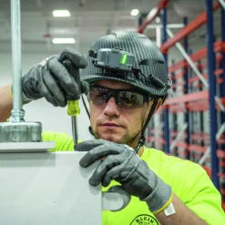 Online Premium KARBN Pattern Non-Vented Class E Safety Helmet with Headlamp Protective Head Gear