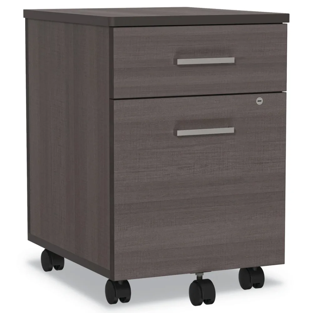 Online 16.5 in. x 19.75 in. x 23.63 in. Left or Right 2-Drawer Box/File Legal/Letter Trento Line Mobile Pedestal File - Mocha Office Furniture & Lighting