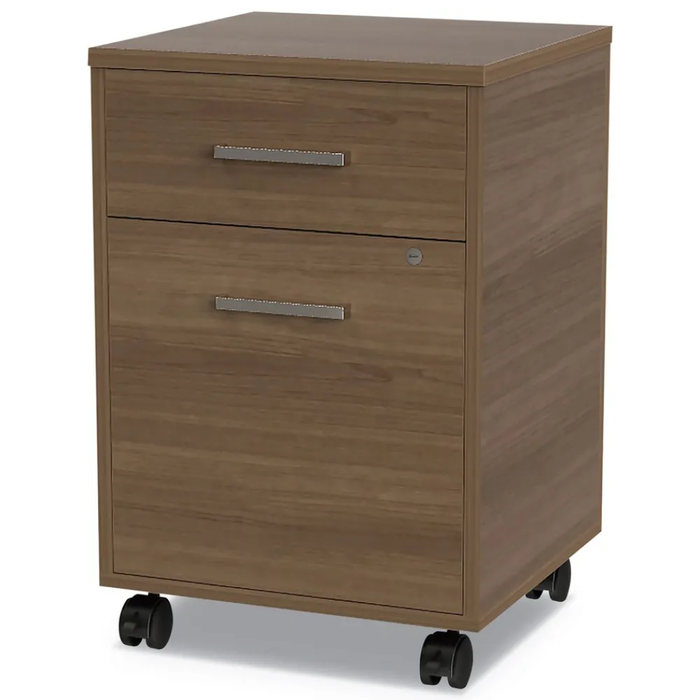 Best Urban 16 in. x 15.25 in. x 23.75 in. Legal/A4 Left or Right 2-Drawers Box/File Mobile File Pedestal - Natural Walnut Office Furniture & Lighting