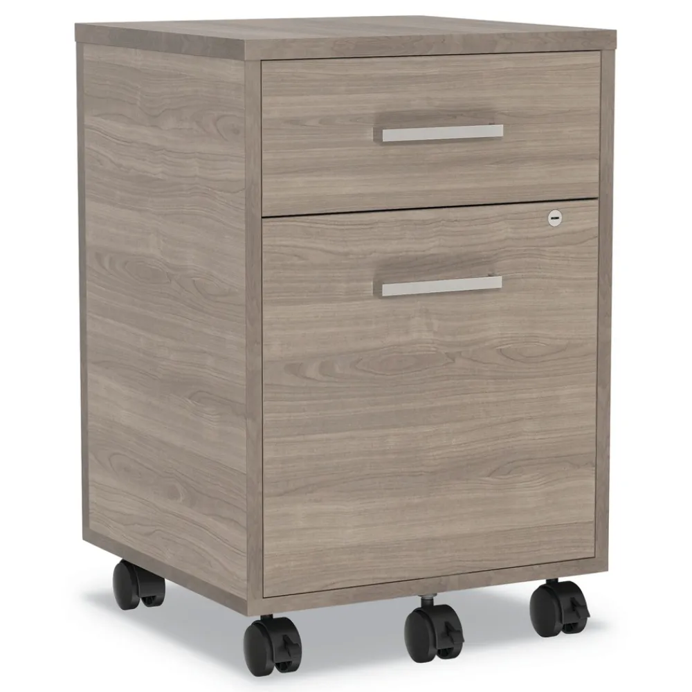 Best Urban 16 in. x 15.25 in. x 23.75 in. Legal/A4 Left or Right 2-Drawers Box/File Mobile File Pedestal - Natural Walnut Office Furniture & Lighting