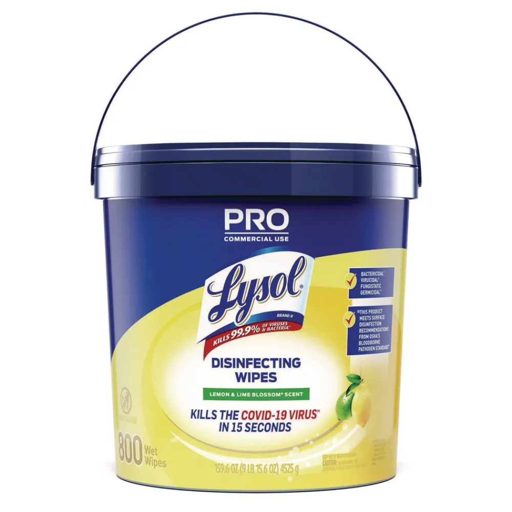 Outlet 19200-99856 6 in. x 8 in. 1-Ply Professional Disinfecting Wipe Bucket - Lemon and Lime Blossom White (2/Carton) Cleaning & Janitorial Supplies