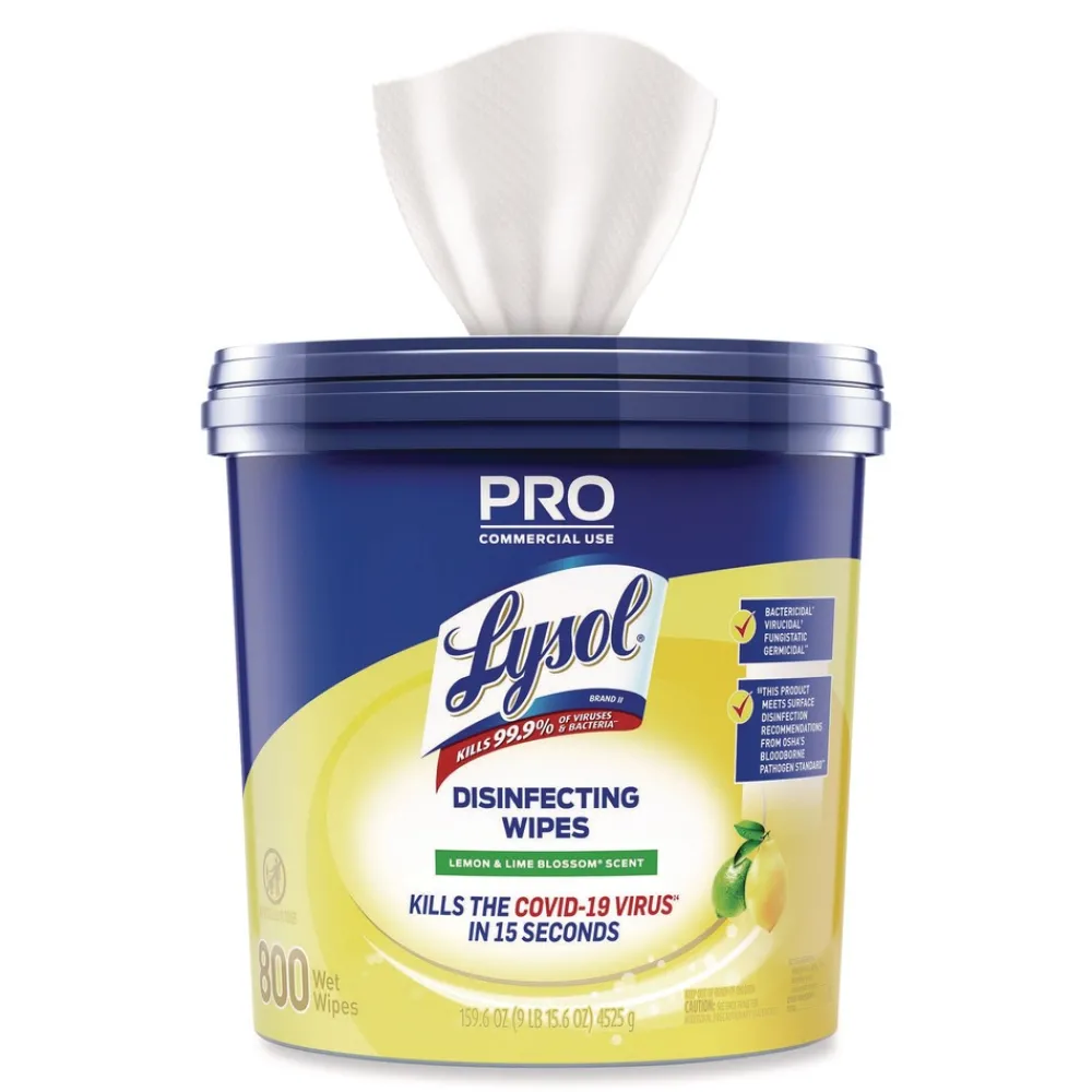 Outlet 19200-99856 6 in. x 8 in. 1-Ply Professional Disinfecting Wipe Bucket - Lemon and Lime Blossom White (2/Carton) Cleaning & Janitorial Supplies