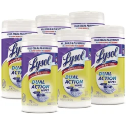 Hot 7 in. x 7.5 in. 1-Ply Dual Action Disinfecting Wipes - Citrus, White/Purple (6 Canisters/Carton) Skin Care & Personal Hygiene