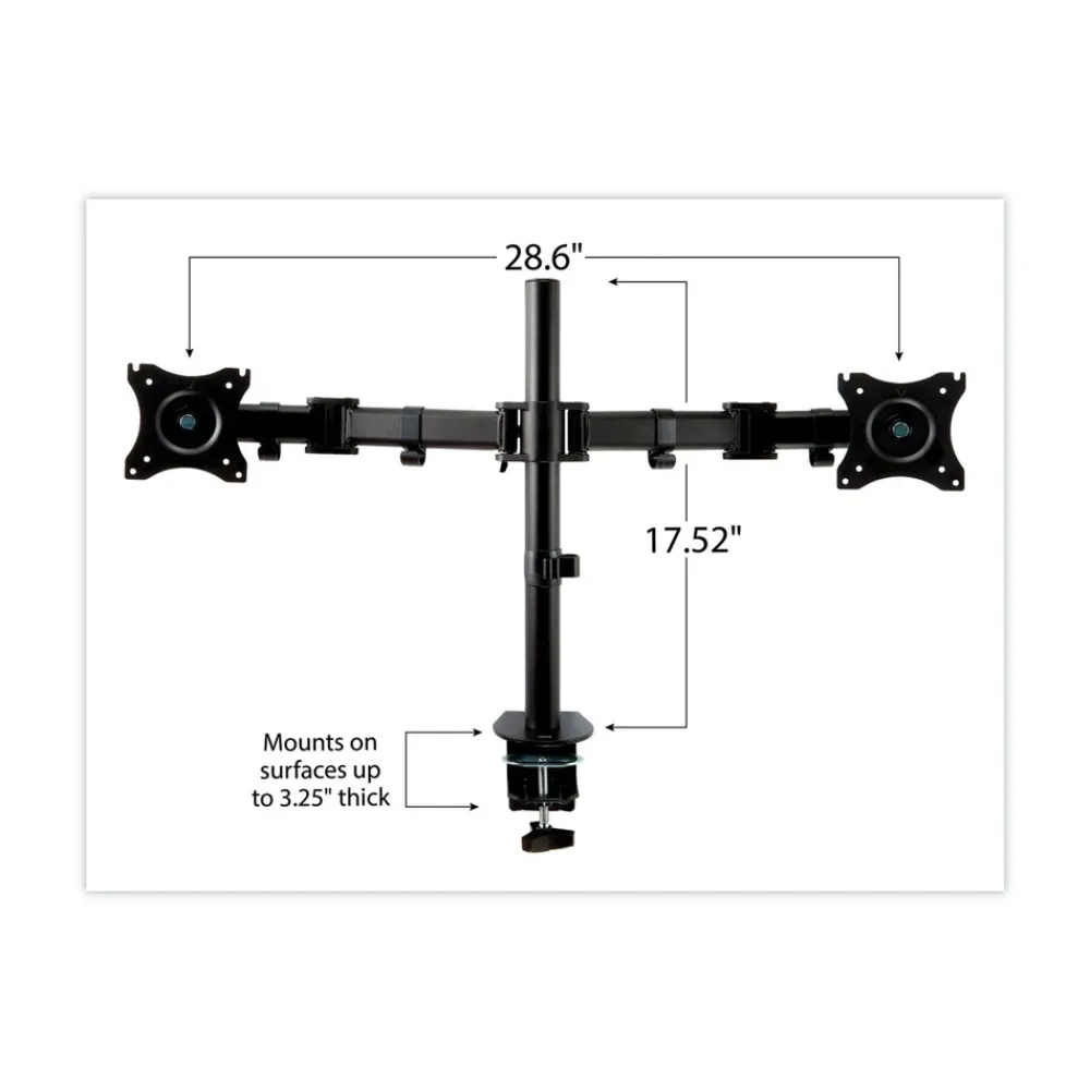 Best 360 Degree Rotation plus45 Degree/-45 Degree Tilt 90 Degree Pan Dual Monitor Mount For 27 in. Monitors Supports 20 lbs. - Black (1/Carton) Desk Accessories & Office Organizers