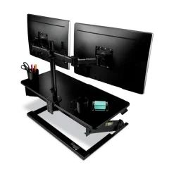 Best 360 Degree Rotation plus45 Degree/-45 Degree Tilt 90 Degree Pan Dual Monitor Mount For 27 in. Monitors Supports 20 lbs. - Black (1/Carton) Desk Accessories & Office Organizers
