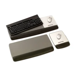 Best 25.5 in. x 10.6 in. Antimicrobial Gel Mouse Pad/Keyboard Wrist Rest Platform - Black/Silver Mouse Pads & Wrist Support