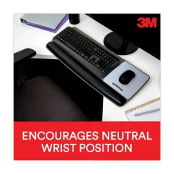 Best 25.5 in. x 10.6 in. Antimicrobial Gel Mouse Pad/Keyboard Wrist Rest Platform - Black/Silver Mouse Pads & Wrist Support