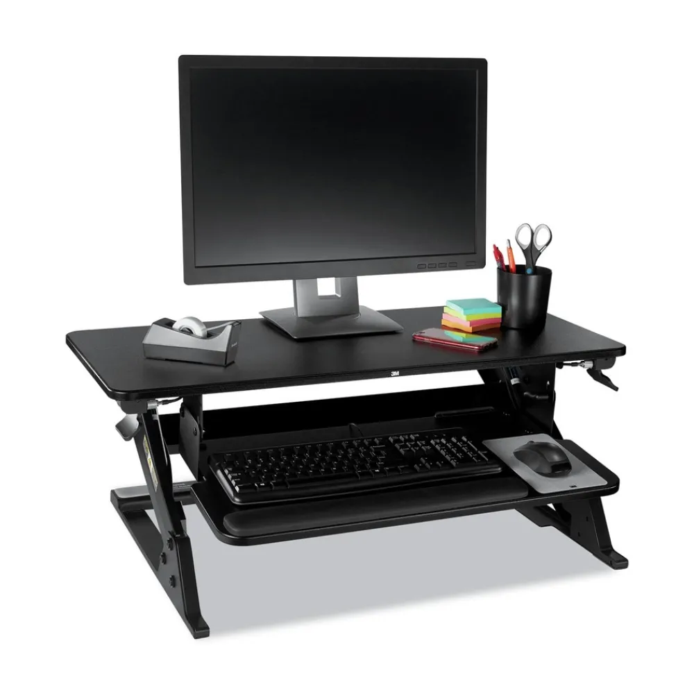 Discount 35.4 in. x 22.2 in. x 6.2 in. to 20 in. Precision Standing Desk - Black Office Furniture & Lighting