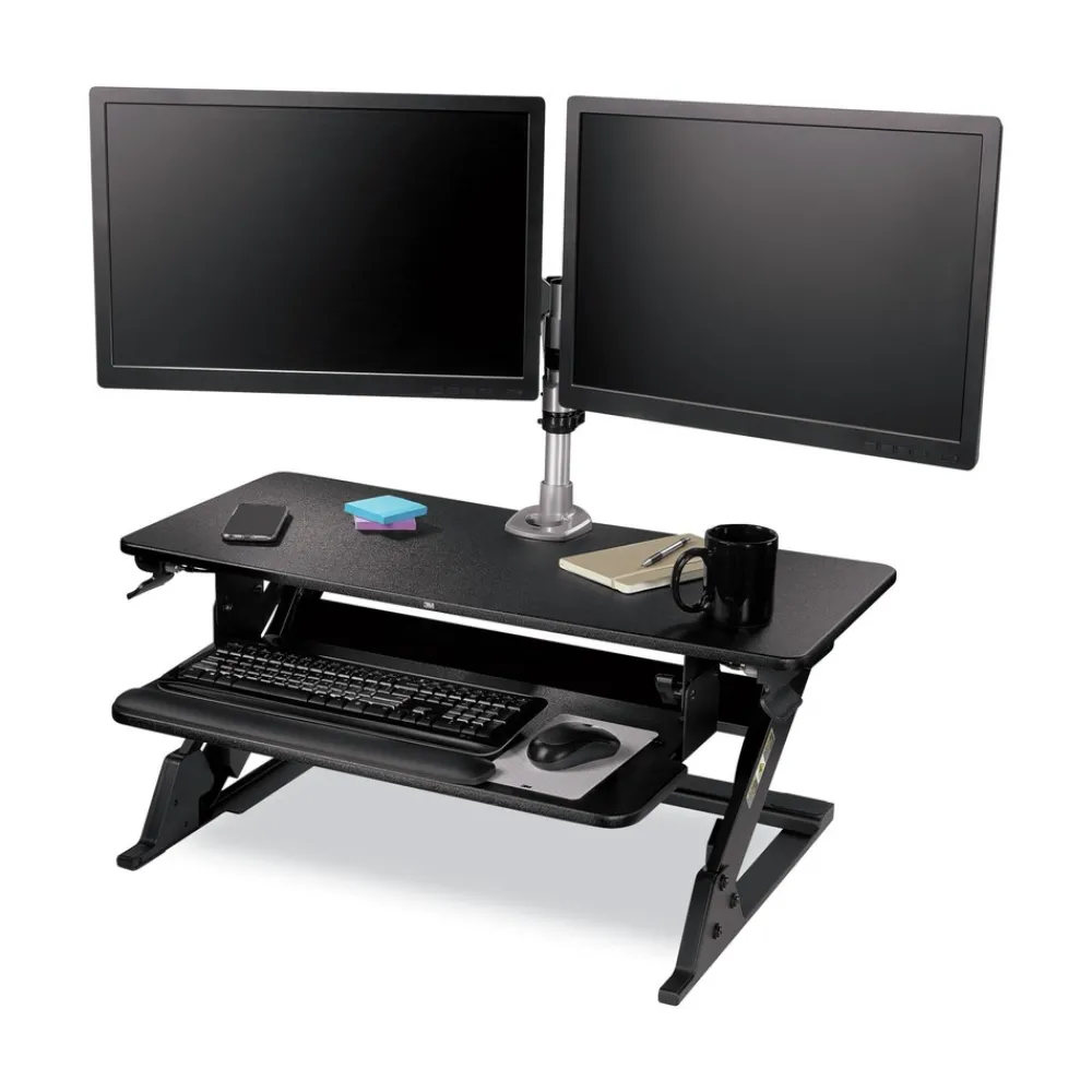 Discount 35.4 in. x 22.2 in. x 6.2 in. to 20 in. Precision Standing Desk - Black Office Furniture & Lighting