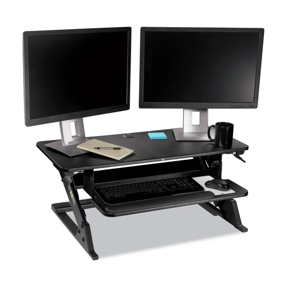 Discount 35.4 in. x 22.2 in. x 6.2 in. to 20 in. Precision Standing Desk - Black Office Furniture & Lighting