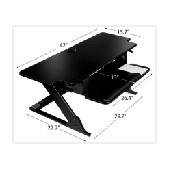 Hot 42 in. x 23.2 in. x 6.2 in. to 20 in. Precision Standing Desk - Black Office Furniture & Lighting