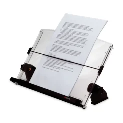 Clearance 150 Sheet Capacity In-Line Adjustable Desktop Copyholder - Plastic (Black/Clear) Desk Accessories & Office Organizers