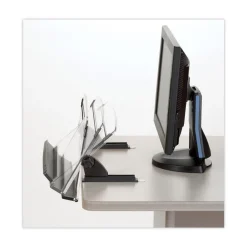 Clearance 150 Sheet Capacity In-Line Adjustable Desktop Copyholder - Plastic (Black/Clear) Desk Accessories & Office Organizers