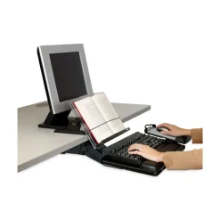 Clearance 150 Sheet Capacity In-Line Adjustable Desktop Copyholder - Plastic (Black/Clear) Desk Accessories & Office Organizers