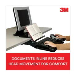 Clearance 150 Sheet Capacity In-Line Adjustable Desktop Copyholder - Plastic (Black/Clear) Desk Accessories & Office Organizers