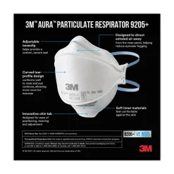 Hot Aura 9205 Plus N95 Particulate Respirator - One Size Fits All (20/Pack) Masks