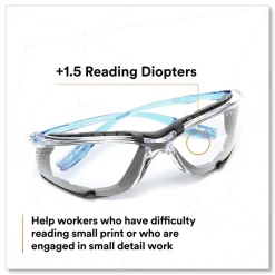 Best CCS plus1.5 Diopter Strength Protective Eyewear with Foam Gasket - Blue Plastic Frame, Clear Polycarbonate Lens Eye Protection