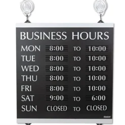 New Century Series 13 in. x 14 in. Business Hours Sign - Black Adhesives And Sealers