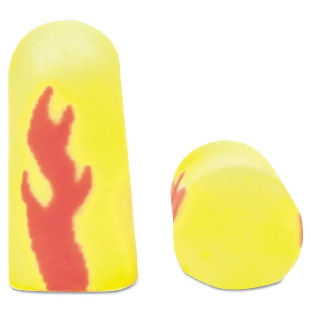 E A Rsoft Blasts Uncorded Foam Earplugs - Yellow Neon/Red Flame (200/Box) Ear Protection