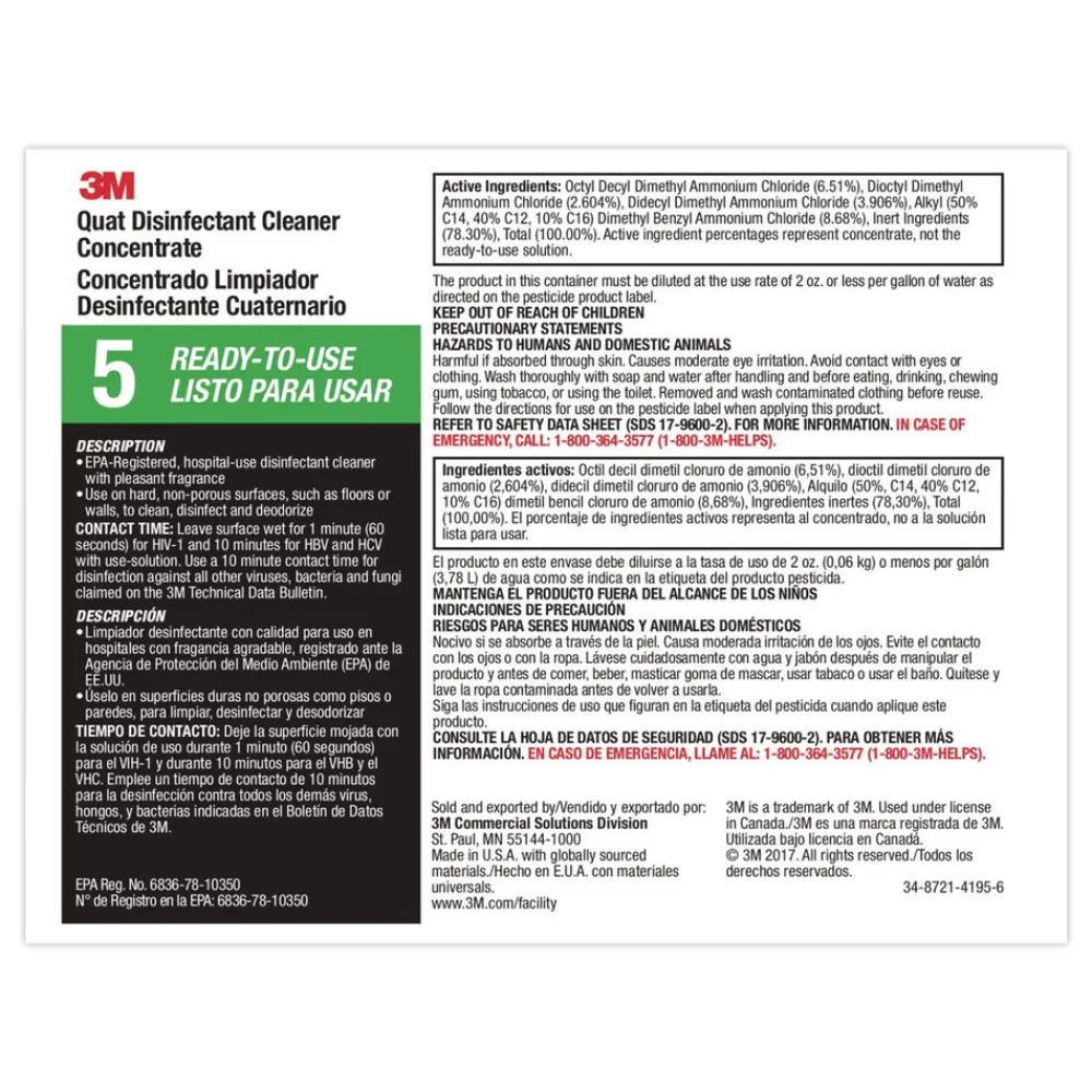 Quat Disinfectant Cleaner Concentrate Pleasant Scent 0.5 Gal Bottle 4/carton Cleaning & Janitorial Supplies