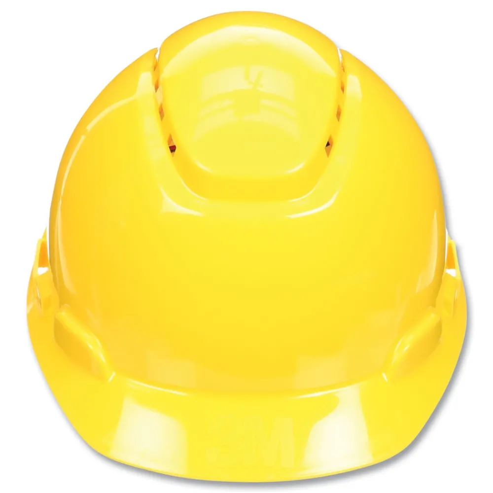 Clearance SecureFit H-Series 4-Point Pressure Diffusion Ratchet Suspension H-700 Vented Cap with UV Indicator Hard Hats - Yellow Protective Head Gear