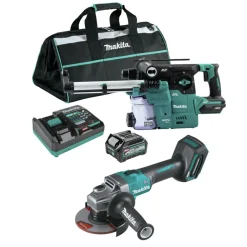 Clearance 40V max XGT 1‑3/16 in. SDS‑Plus Cordless Rotary Hammer Kit with Dust Extractor and 4‑1/2 in. / 5 in. Angle Grinder with Electric Brake Virtual Bundle Angle Grinders