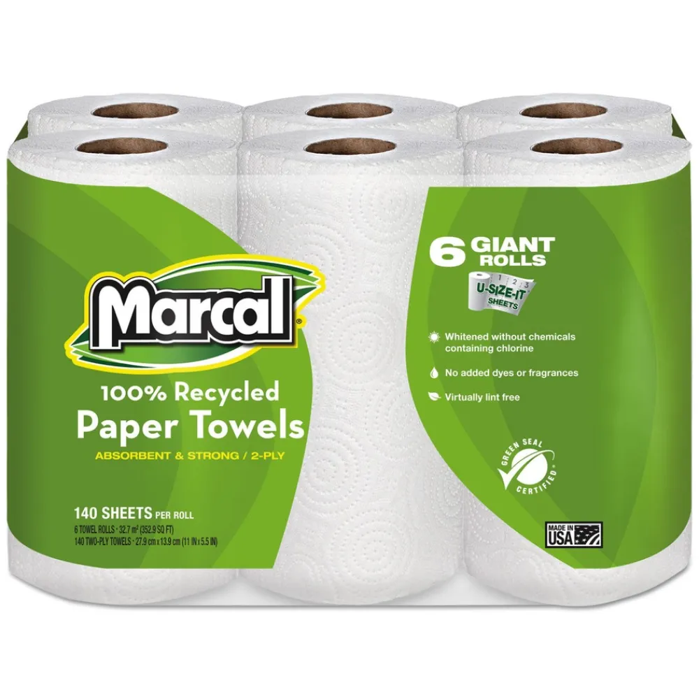 Hot 6181 2 Ply 5-1/2 in. x 11 in. 100% Premium Recycled Kitchen Roll Towels (24/Carton) Paper & Dispensers
