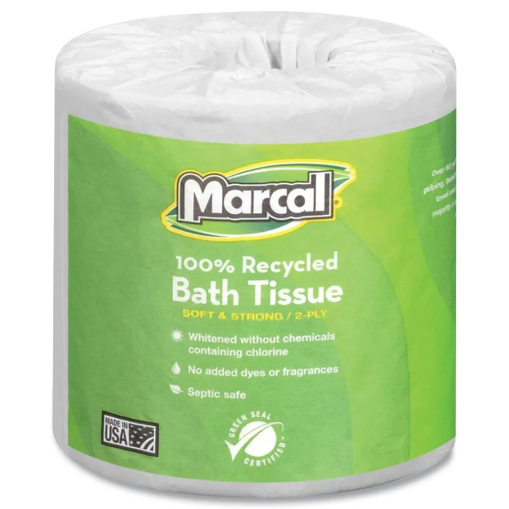 Discount 2 Ply 100% Recycled Septic Safe Bath Tissues - White (48/Carton) Paper & Dispensers