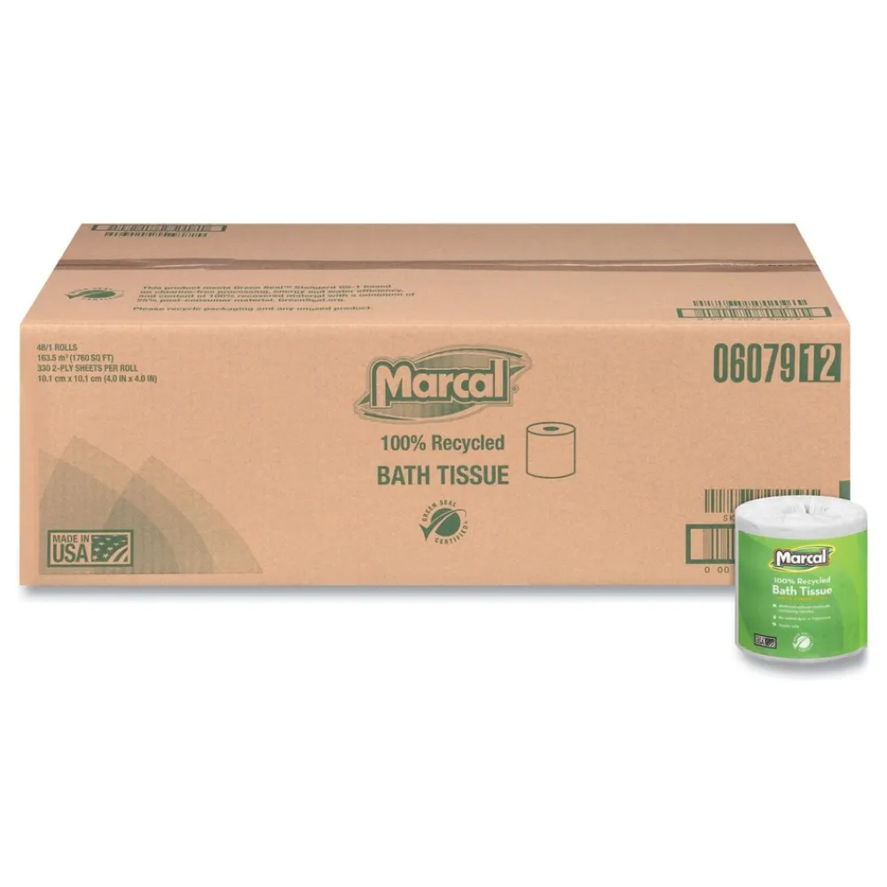 Discount 2 Ply 100% Recycled Septic Safe Bath Tissues - White (48/Carton) Paper & Dispensers