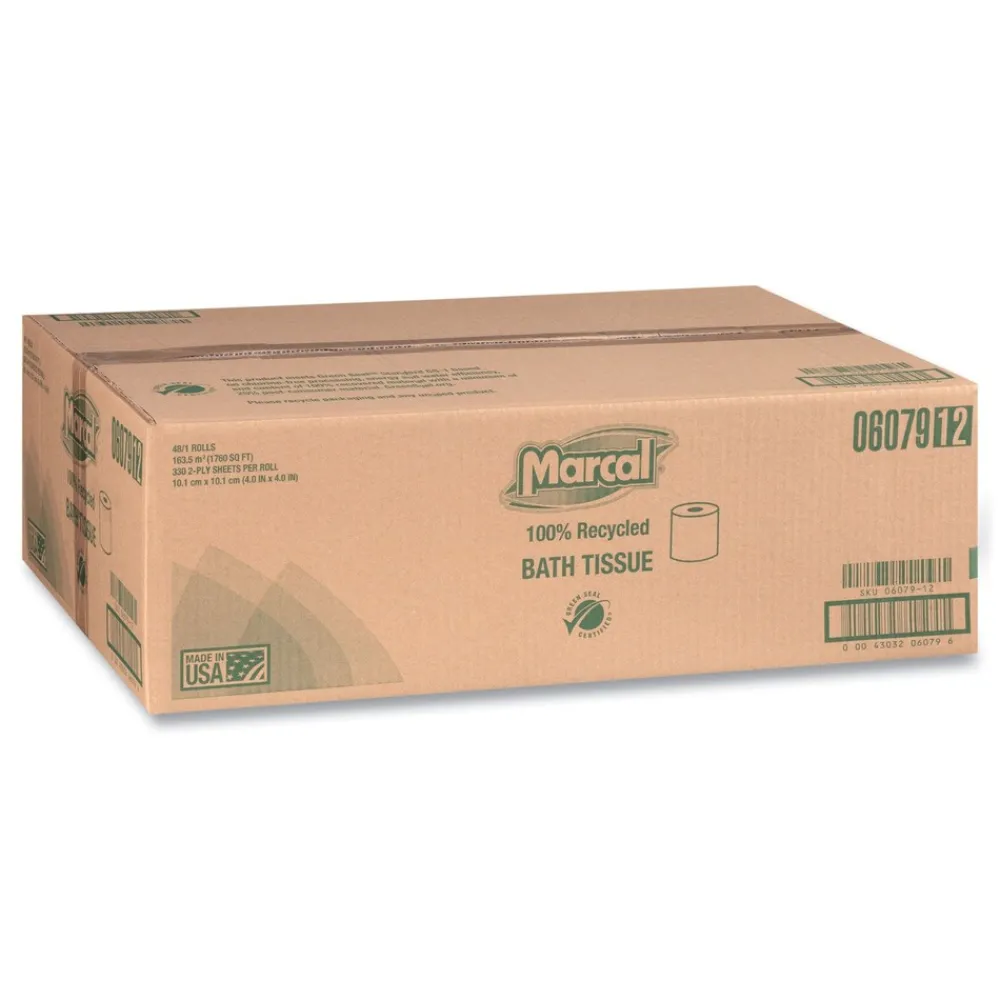 Discount 2 Ply 100% Recycled Septic Safe Bath Tissues - White (48/Carton) Paper & Dispensers