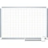 Hot 48 in. x 36 in. 1 in. x 2 in. Cells Gridded Magnetic Steel Dry Erase Project Planning Board - White Surface/Satin Aluminum Frame Office Presentation Supplies