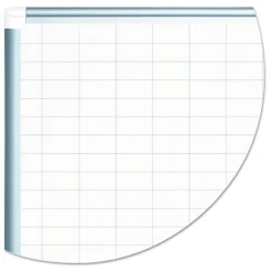 Hot 48 in. x 36 in. 1 in. x 2 in. Cells Gridded Magnetic Steel Dry Erase Project Planning Board - White Surface/Satin Aluminum Frame Office Presentation Supplies