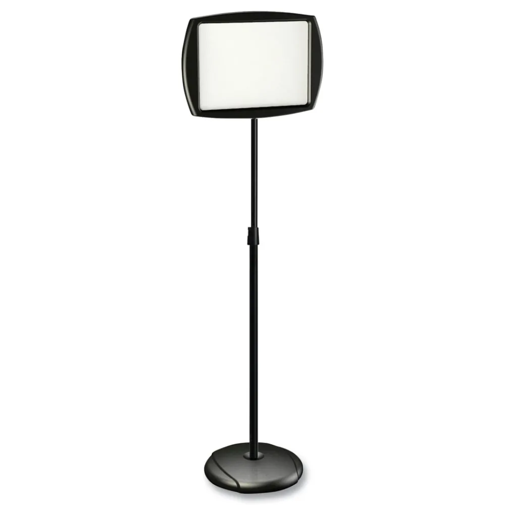 Outlet 15 in. x 11 in. Board 66 in. High Steel Frame Floor Stand Rectangle Sign Holder - White/Black Office Presentation Supplies