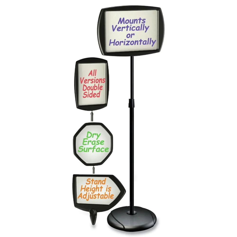 Outlet 15 in. x 11 in. Board 66 in. High Steel Frame Floor Stand Rectangle Sign Holder - White/Black Office Presentation Supplies