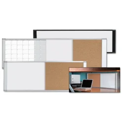 Hot 48 in. x 18 in. Combo Cubicle Workstation Dry Erase/Cork Board - Tan/White Surface, Aluminum Frame Office Presentation Supplies