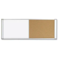 Clearance 36 in. x 18 in. Cubicle Workstation Magnetic Dry Erase/Bulletin Board Combo - Tan/White Surface/Satin Aluminum Frame Office Presentation Supplies