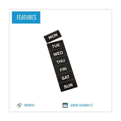 Sale 2 in. x 1 in. Days of Week Interchangeable Magnetic Board Accessories - Black/White (7/Pack) Office Presentation Supplies