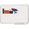 Online 1 in. x 2 in. Grid 36 in. x 24 in. Aluminum Lacquered Steel Magnetic Dry Erase Planning Board with Accessories - White/Silver Office Presentation Supplies